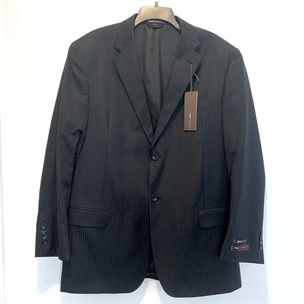 BCBG Avery Wool Blazer Black Pinstripe